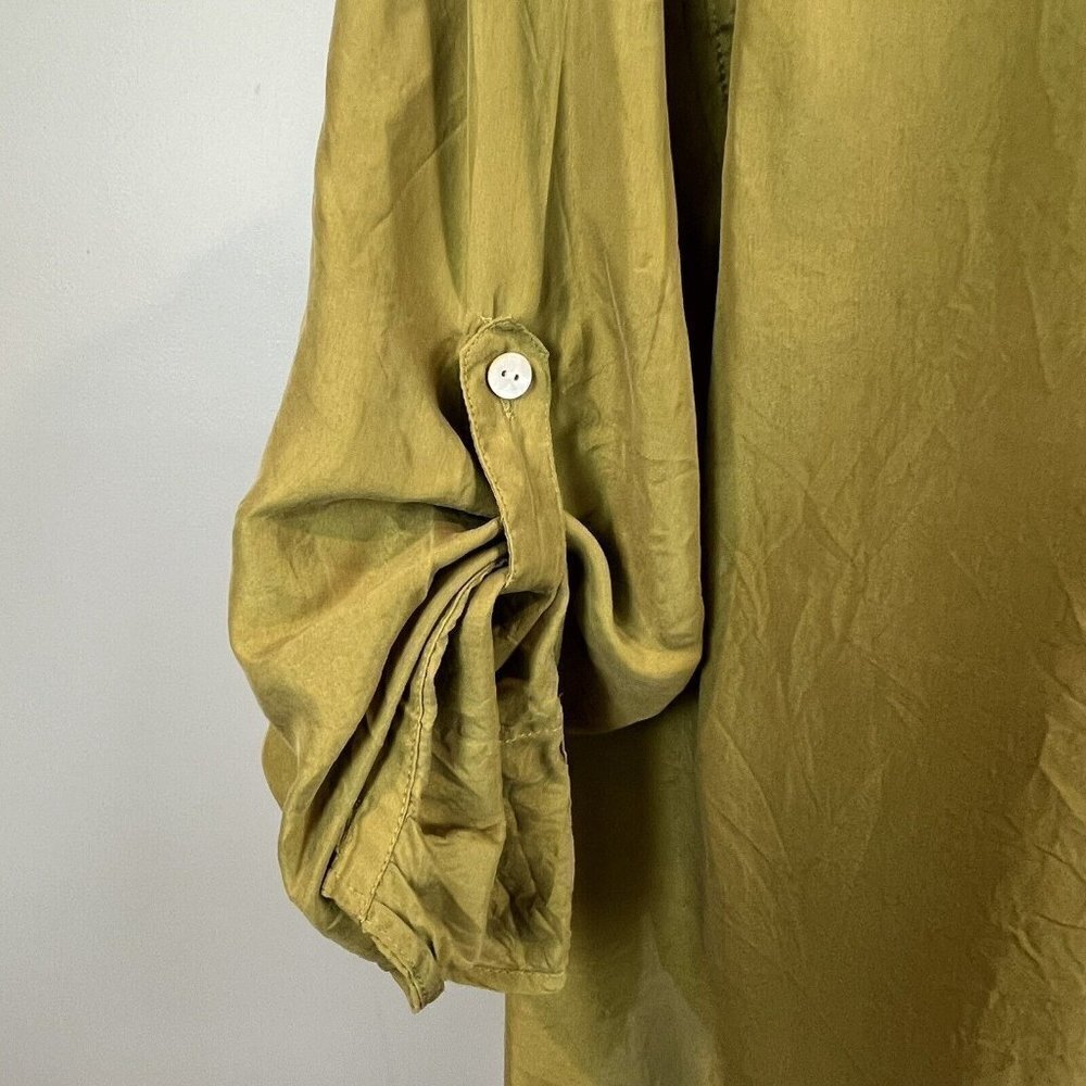Sundance Silk Tunic Blouse Collared Scoop Neck Roll Tab Long Sleeves Size Large - Picture 5 of 9